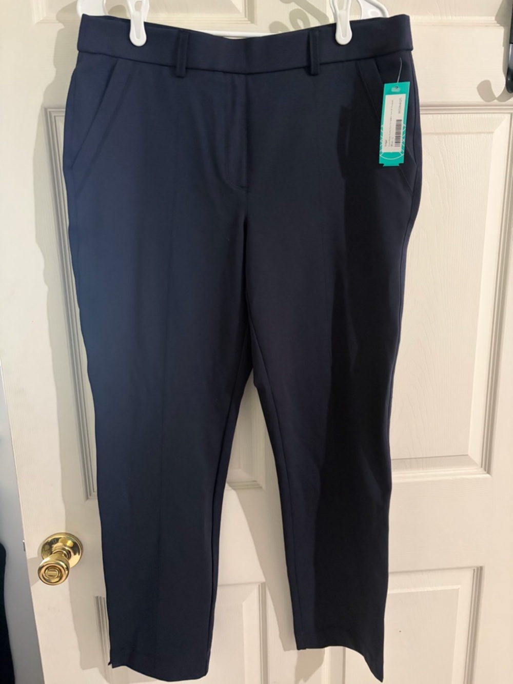 Tribal Signature Navy Pull-On Ankle Pants Size L Stretch Work Career